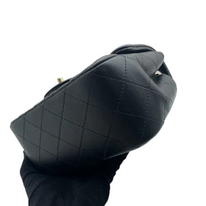 Square Flap Mini Lambskin Quilted Black LGHW