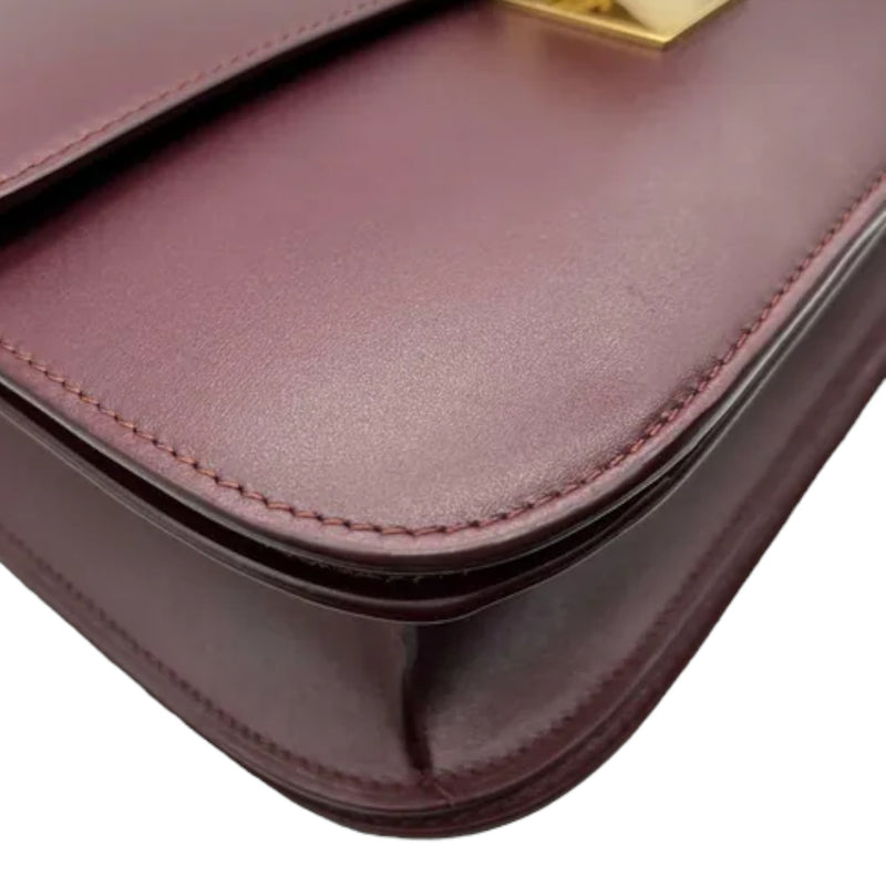 Classic Box Flap Medium Calfskin Burgundy GHW