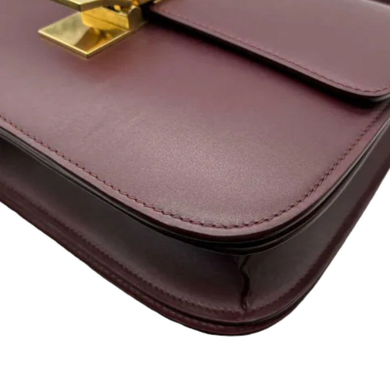Classic Box Flap Medium Calfskin Burgundy GHW