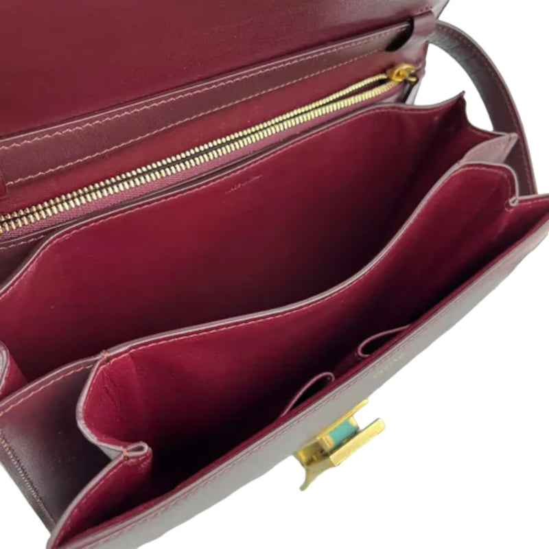 Classic Box Flap Medium Calfskin Burgundy GHW