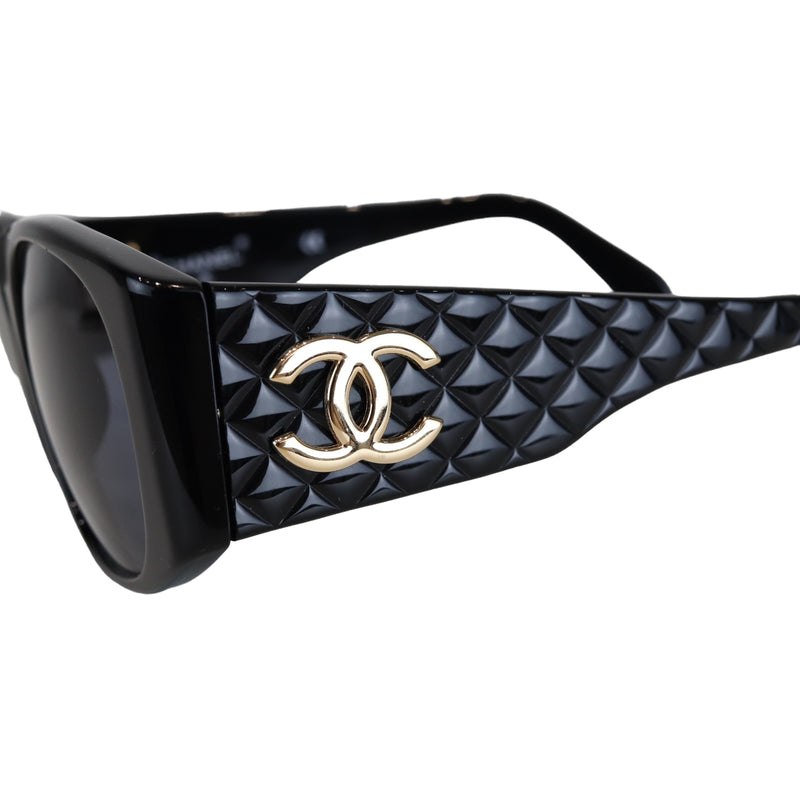 Quilted Sunglasses Black GHW