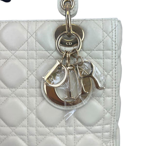 Cannage Lady Dior Medium White GHW