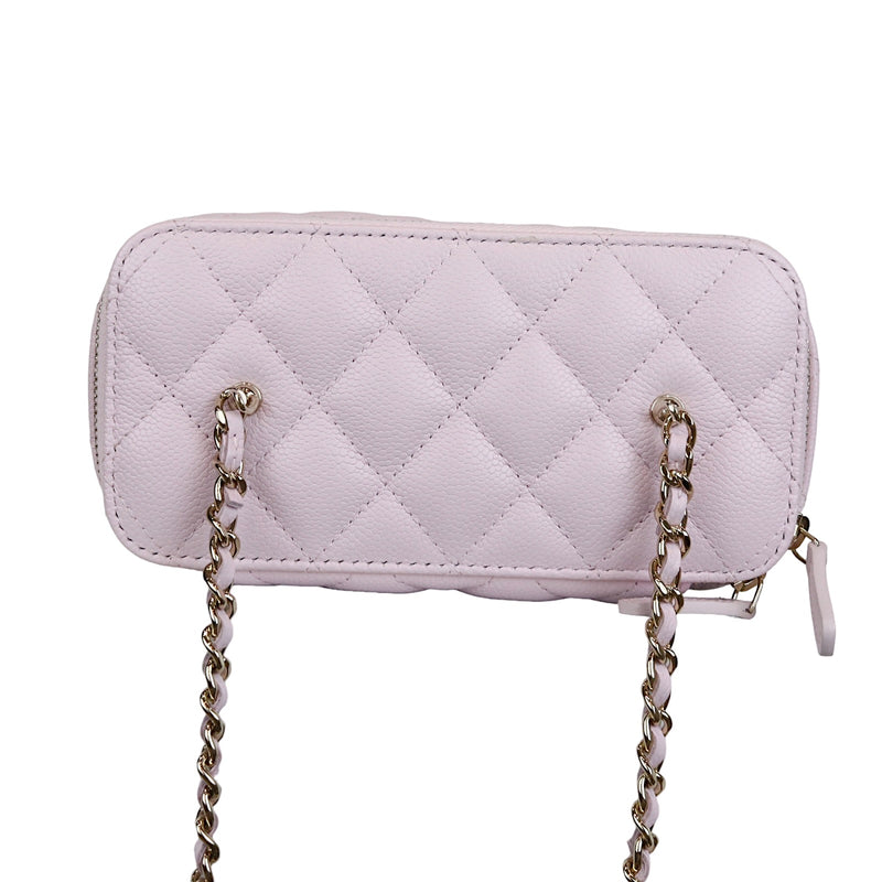 Chanel 22P pink grained calfskin zippy wallet