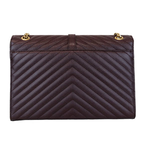 Envelope Large Flap Chevron Quilted Burgundy GHW