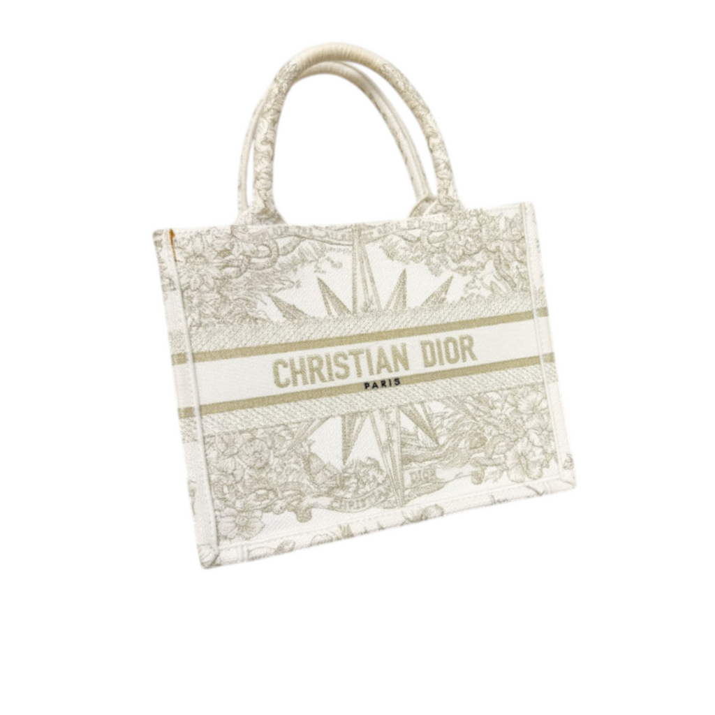 Reve d'Infini Book Tote Small Canvas White Gold