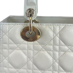 Cannage Lady Dior Medium White GHW