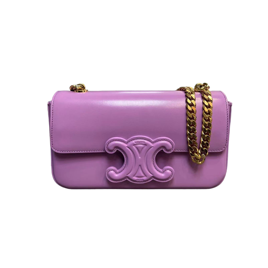 Shiny Calfskin Cuir Triomphe Chain Bag Purple GHW