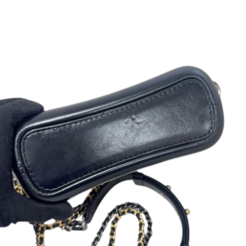 Gabrielle Hobo Small Calfskin Quilted Black White MHW