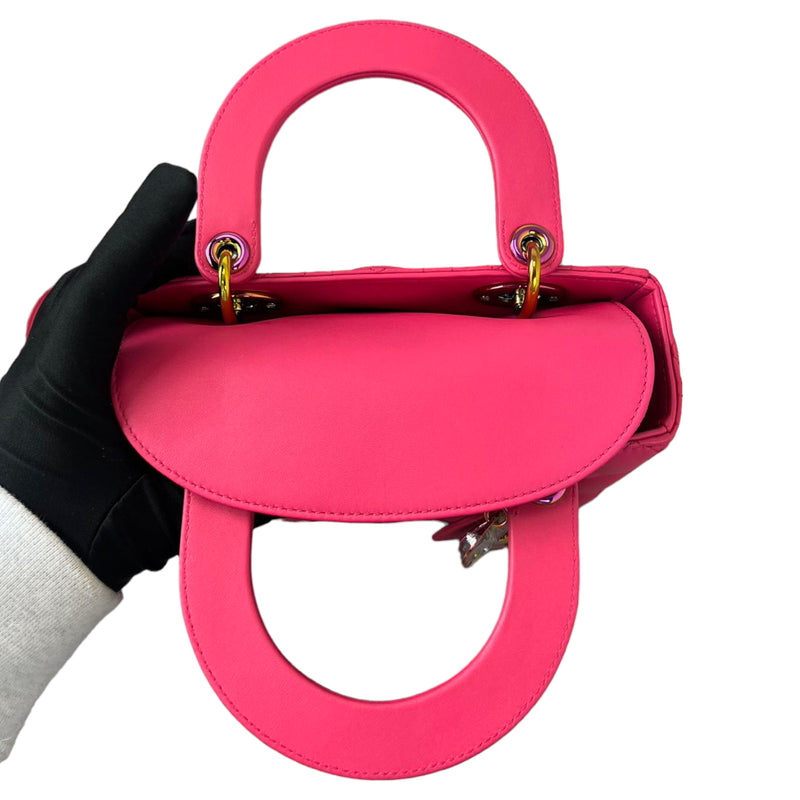 Small Lady Dior Lambskin Pink Rainbow Hardware