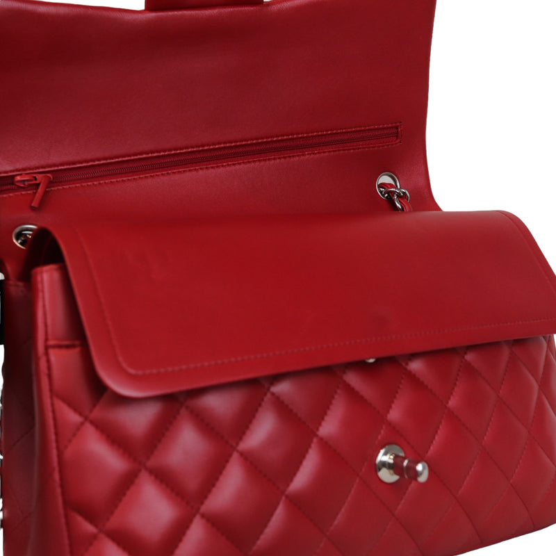 Double Flap Jumbo Lambskin Red SHW