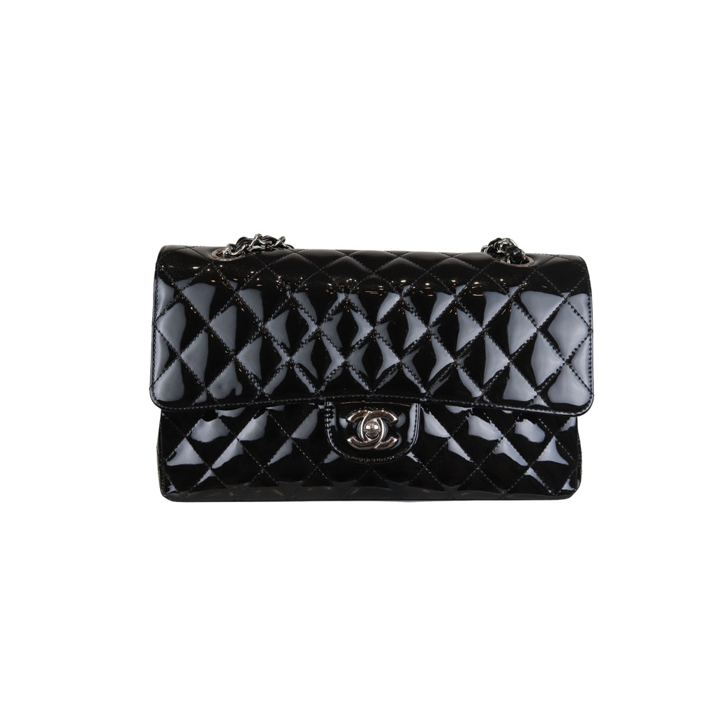 Medium Classic Flap Patent Black SHW