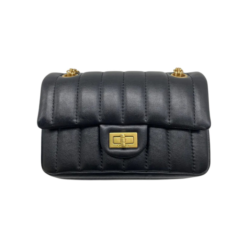 2.55 Reissue Mini Flap Aged Calfskin Vertical Black GHW