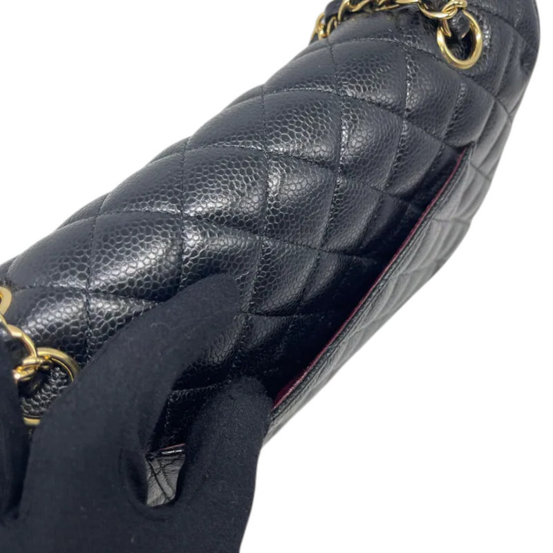 Classic Double Flap Medium Caviar Black GHW