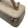 Top Handle Vanity Case With Chain Small Lambskin Ecru Beige GHW