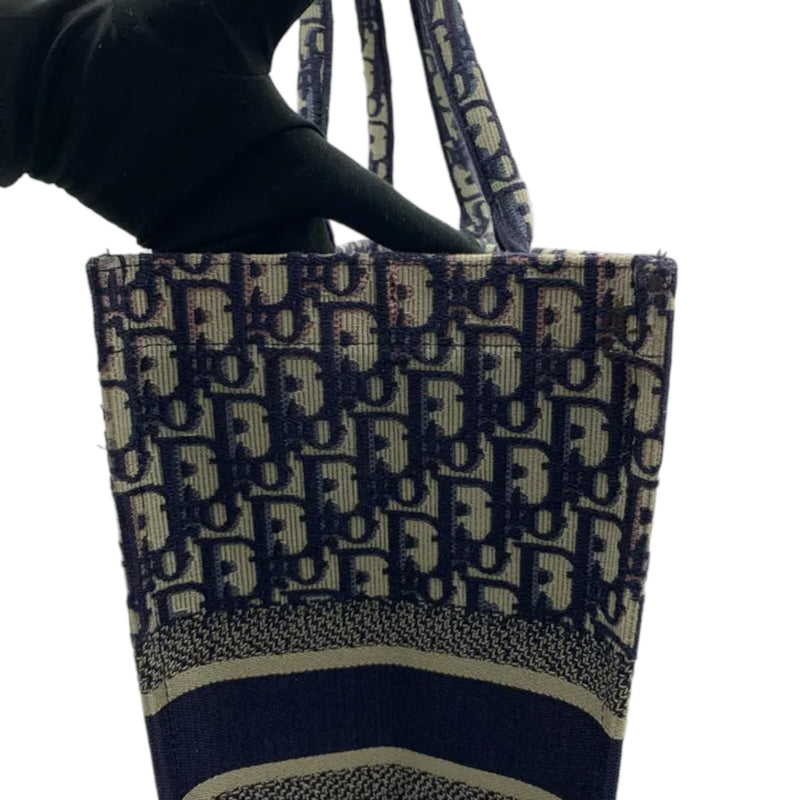 Book Tote Large Oblique Canvas Navy Multicolor