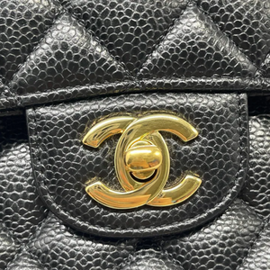 Classic Double Flap Medium Caviar Black GHW