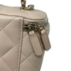 Top Handle Vanity Case With Chain Small Lambskin Ecru Beige GHW