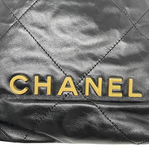 22 Mini Shiny Calfskin Quilted Black GHW