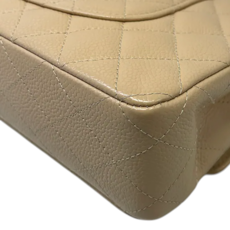 Classic Double Flap Medium Caviar Quilted Beige SHW