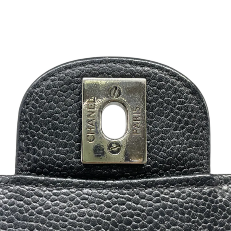 Classis Double Flap Medium Caviar Quilted Black SHW