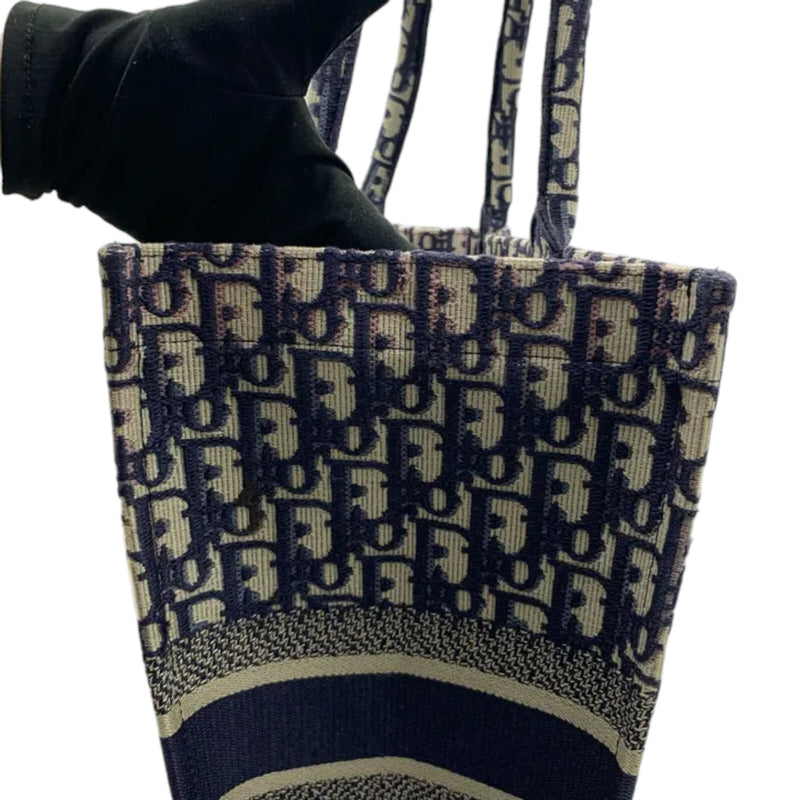 Book Tote Large Oblique Canvas Navy Multicolor