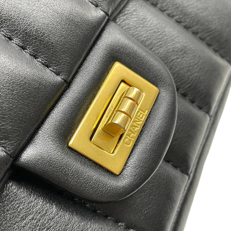 2.55 Reissue Mini Flap Aged Calfskin Vertical Black GHW
