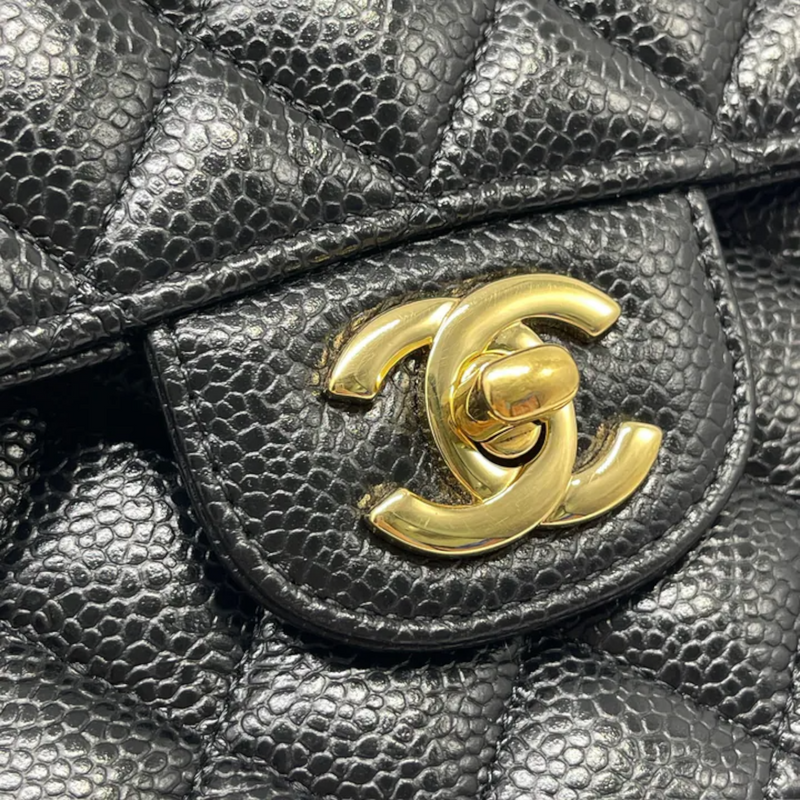 Classic Double Flap Medium Caviar Black GHW