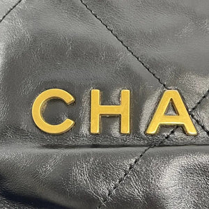 22 Mini Shiny Calfskin Quilted Black GHW