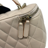 Top Handle Vanity Case With Chain Small Lambskin Ecru Beige GHW