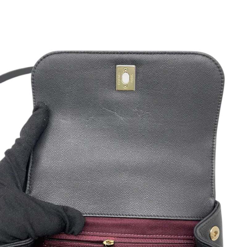 Business Affinity Flap Small Caviar Quilted Black LGHW