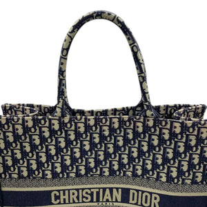Book Tote Large Oblique Canvas Navy Multicolor