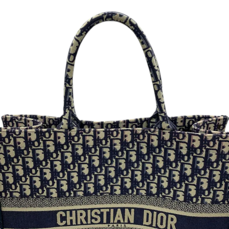 Book Tote Large Oblique Canvas Navy Multicolor