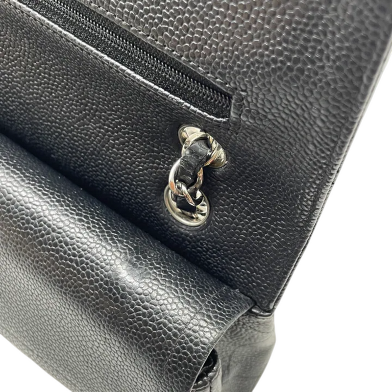 Classis Double Flap Medium Caviar Quilted Black SHW