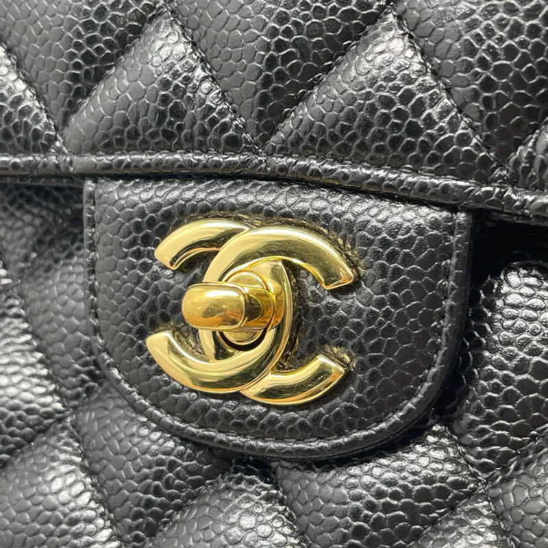 Classic Double Flap Medium Caviar Black GHW