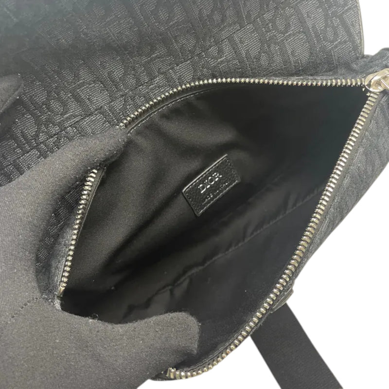 Mens Saddle Bag Oblique Canvas Black SHW