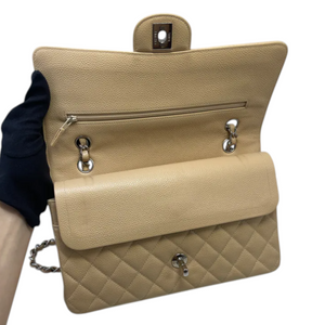 Classic Double Flap Medium Caviar Quilted Beige SHW