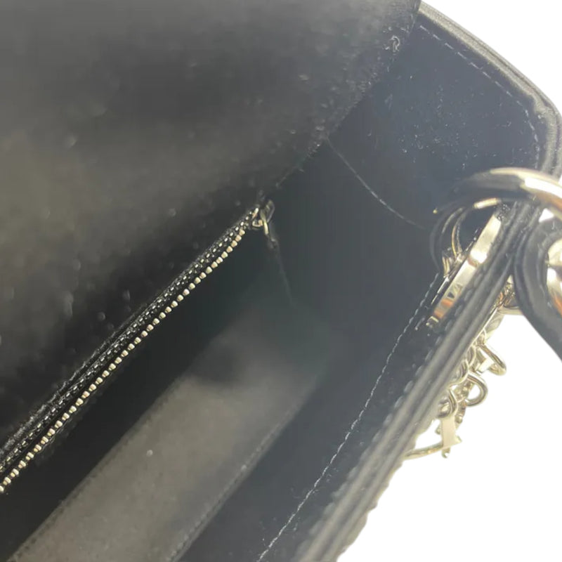 Lady Dior Mini Satin Crystal Cannage Black SHW