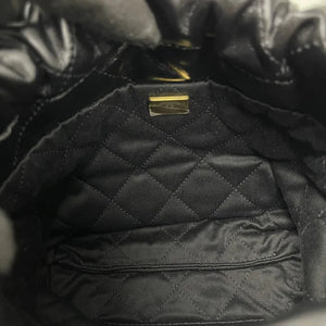 22 Mini Shiny Calfskin Quilted Black GHW