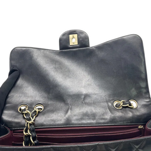 Jumbo Single Flap Lambskin Quilted Black GHW