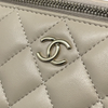 Top Handle Vanity Case With Chain Small Lambskin Ecru Beige GHW