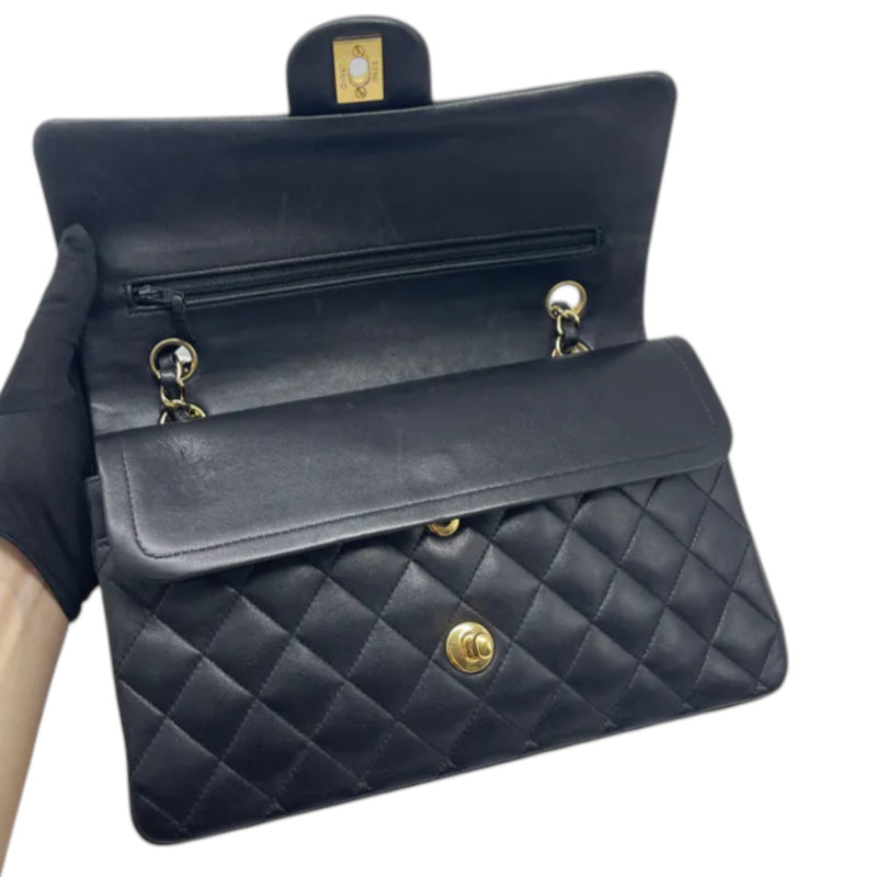 Classic Double Flap Medium Lambskin Quilted Black GHW