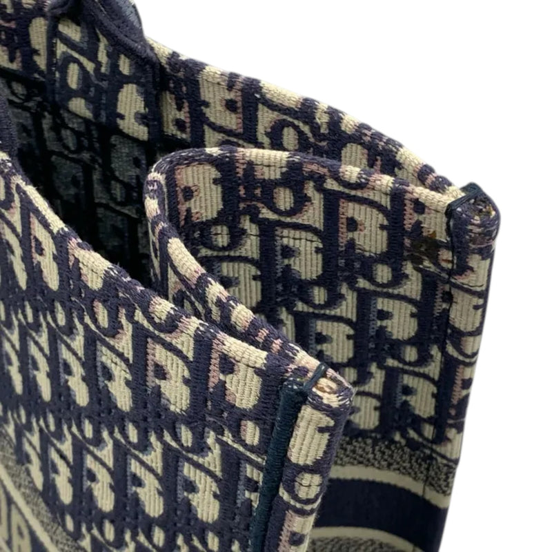 Book Tote Large Oblique Canvas Navy Multicolor