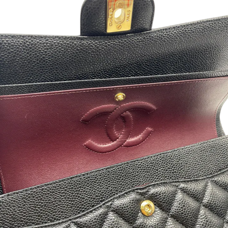 Classic Double Flap Medium Caviar Black GHW