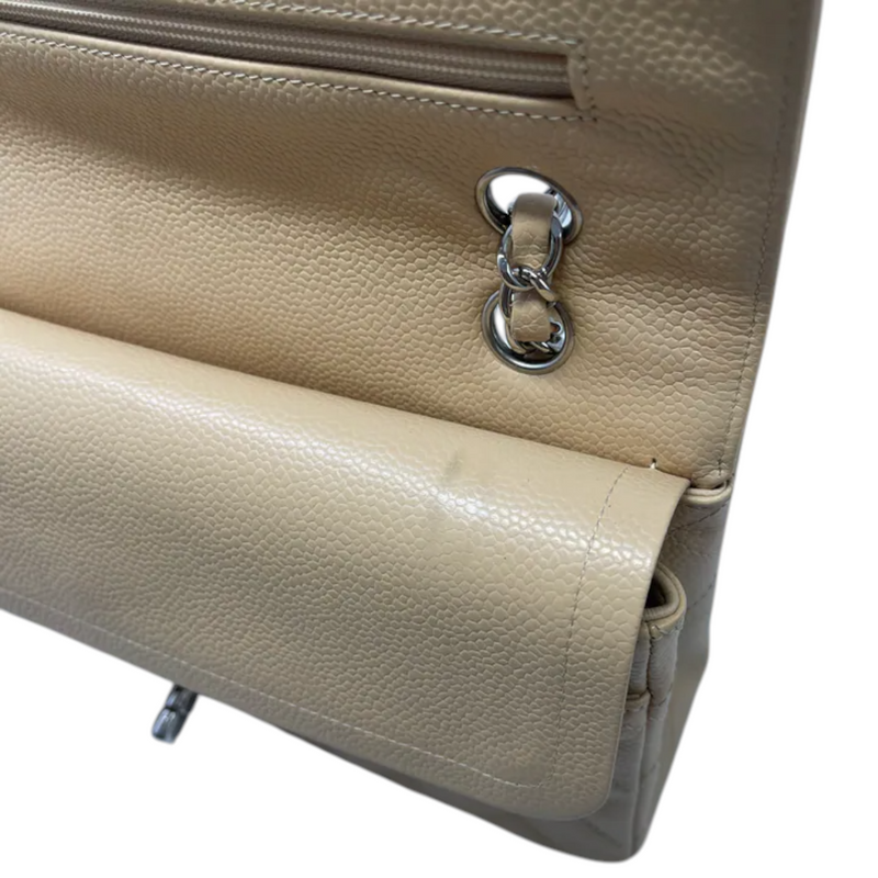 Classic Double Flap Medium Caviar Quilted Beige SHW