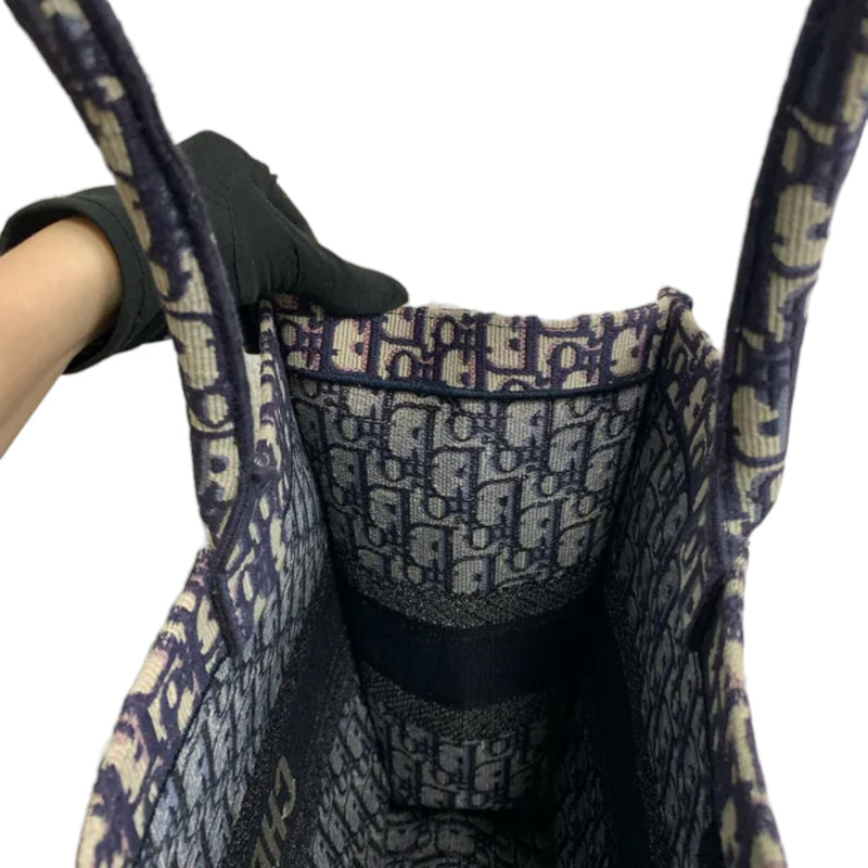 Book Tote Large Oblique Canvas Navy Multicolor