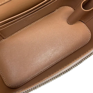 Top Handle Vanity Case With Chain Small Lambskin Ecru Beige GHW