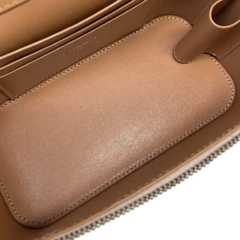 Top Handle Vanity Case With Chain Small Lambskin Ecru Beige GHW
