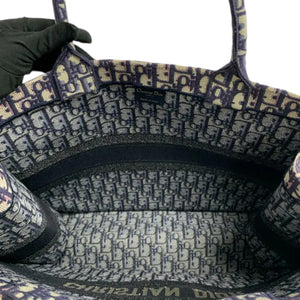 Book Tote Large Oblique Canvas Navy Multicolor
