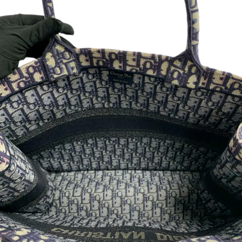 Book Tote Large Oblique Canvas Navy Multicolor
