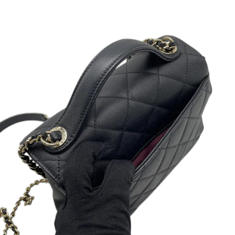 Business Affinity Flap Small Caviar Quilted Black LGHW